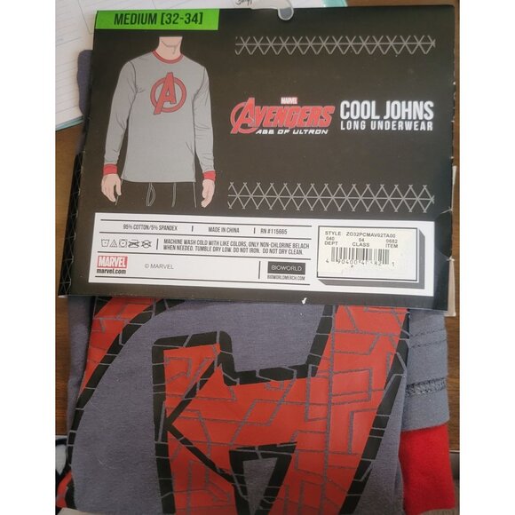 Marvel Avengers Age Of Ultron Medium 32 34 Cool Johns Long Underwear Shirt - Picture 2 of 4